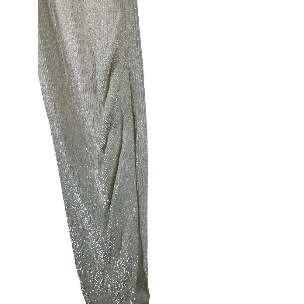 Retrofete Katya Sequin Side Slit Cowl Evening Bridal Gown Womens Medium Moonglow - Picture 5 of 13